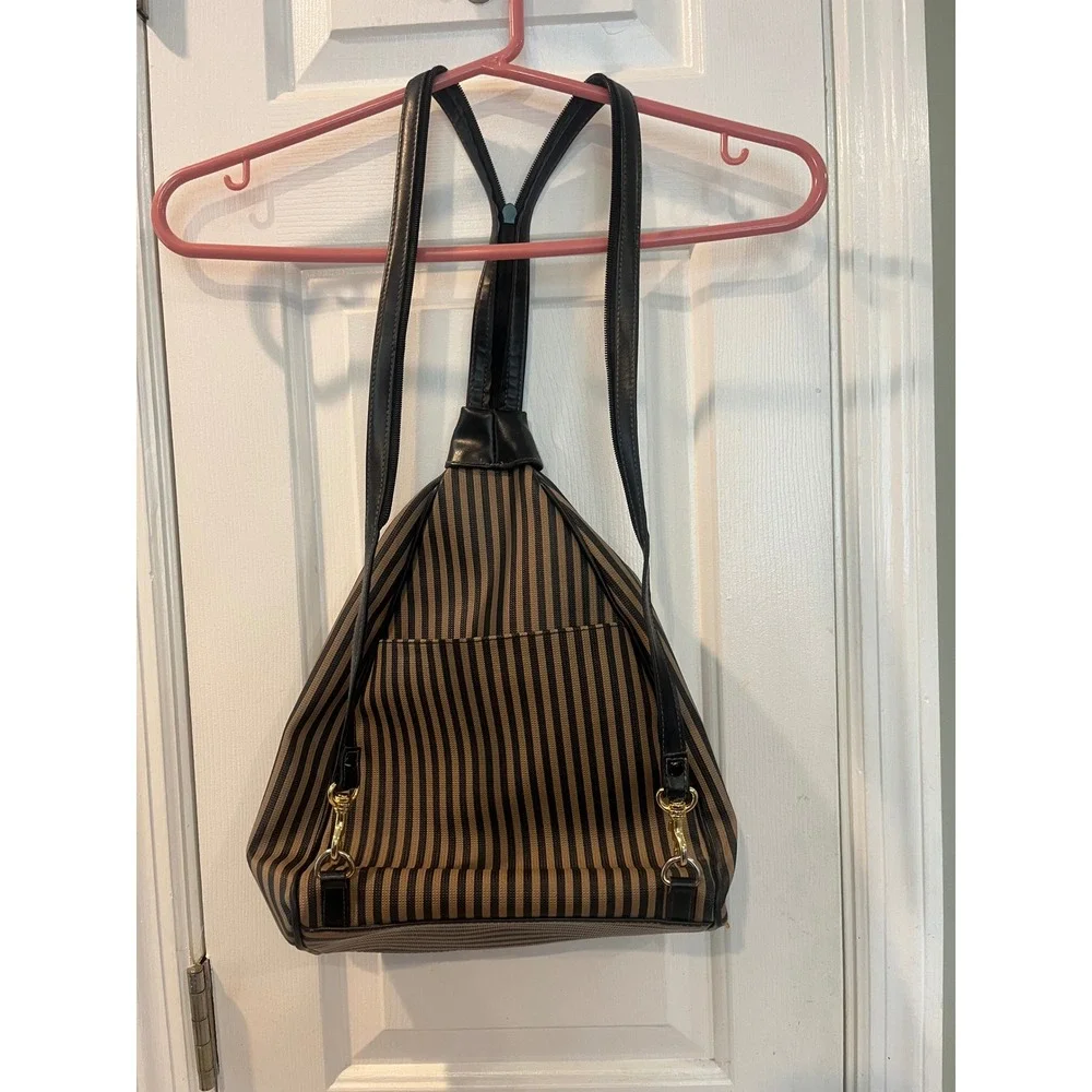 VTG90s Pequin Stripe style Teardrop Backpack Triangle Sling Convertible Strap